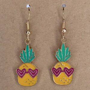 18k Gold Plated Hook Pineapple Dangle Earrings
